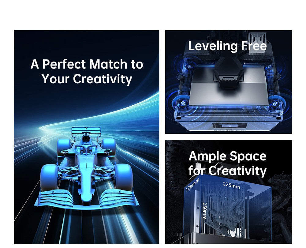 3D tiskárna Anycubic Photon Mono M7 Resin, rychlost tisku 90 mm/h, 14K COB zdroj, 10,1palcový monochromatický LCD displej, dynamické podsvícení, bez vyrovnávání, 223*126*230 mm