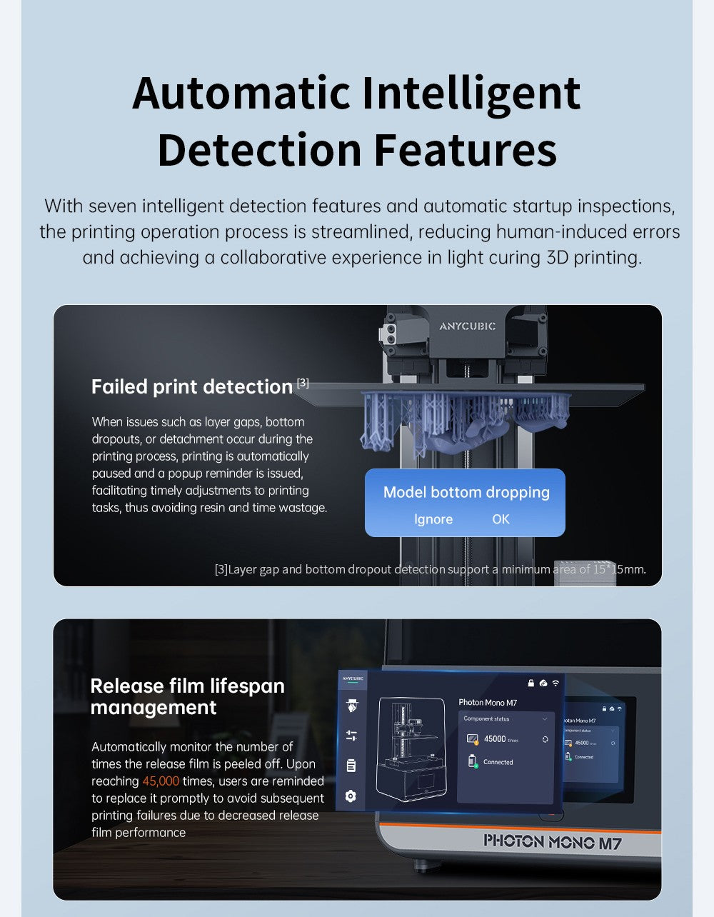 3D tiskárna Anycubic Photon Mono M7 Resin, rychlost tisku 90 mm/h, 14K COB zdroj, 10,1palcový monochromatický LCD displej, dynamické podsvícení, bez vyrovnávání, 223*126*230 mm