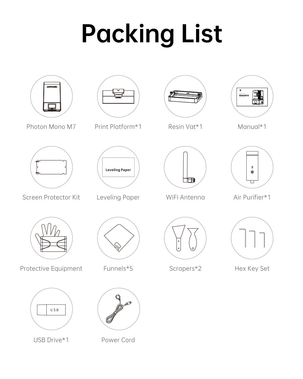 3D tiskárna Anycubic Photon Mono M7 Resin, rychlost tisku 90 mm/h, 14K COB zdroj, 10,1palcový monochromatický LCD displej, dynamické podsvícení, bez vyrovnávání, 223*126*230 mm