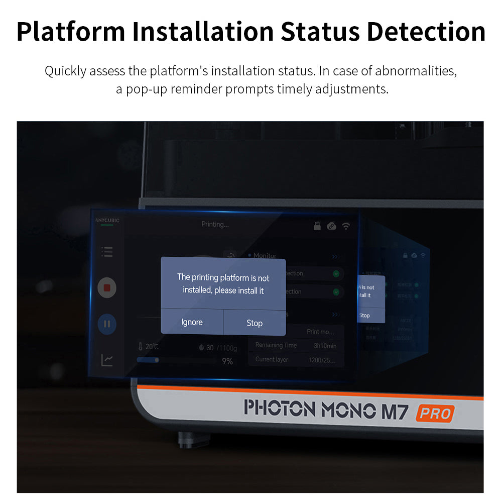 3D tiskárna Anycubic Photon Mono M7 Pro z pryskyřice, výška vrstvy 0,1 mm, rychlost tisku 170 mm/h, zdroj 14K COB LighTurbo 3.0, 10,1