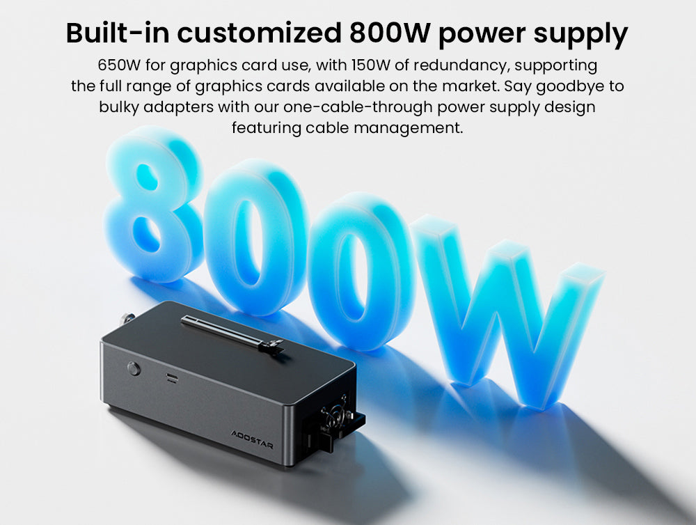 Dokovací stanice AOOSTAR AG01 eGPU s portem Oculink, vestavěným 800W napájecím zdrojem, podporou rozhraní TGX Hot-swap - zástrčka EU