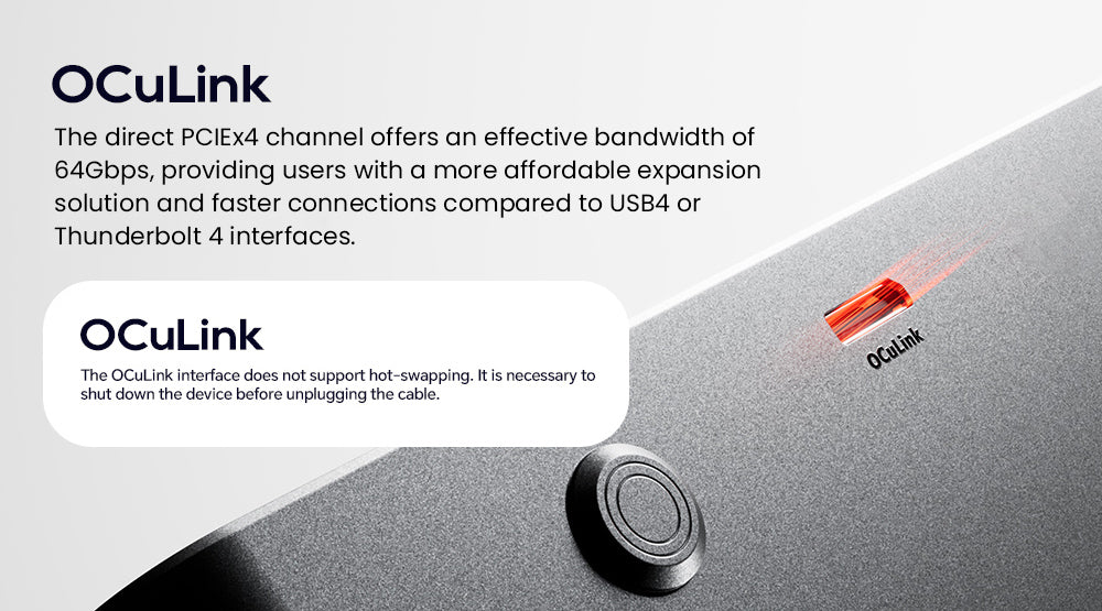 Dokovací stanice AOOSTAR AG01 eGPU s portem Oculink, vestavěným 800W napájecím zdrojem, podporou rozhraní TGX Hot-swap - zástrčka EU