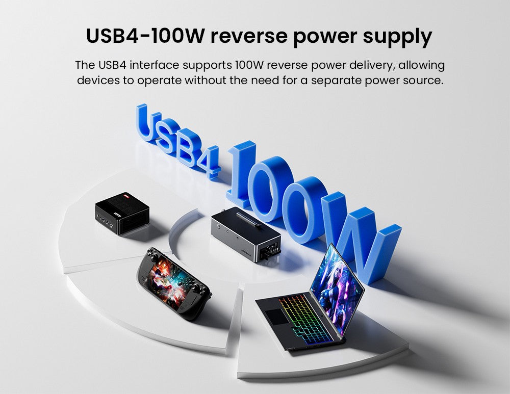 Dokovací stanice AOOSTAR AG02 eGPU s portem Oculink a USB4, 100W reverzní nabíjení, vestavěný 800W zdroj napájení, podpora rozhraní TGX Hot-swap - zástrčka EU