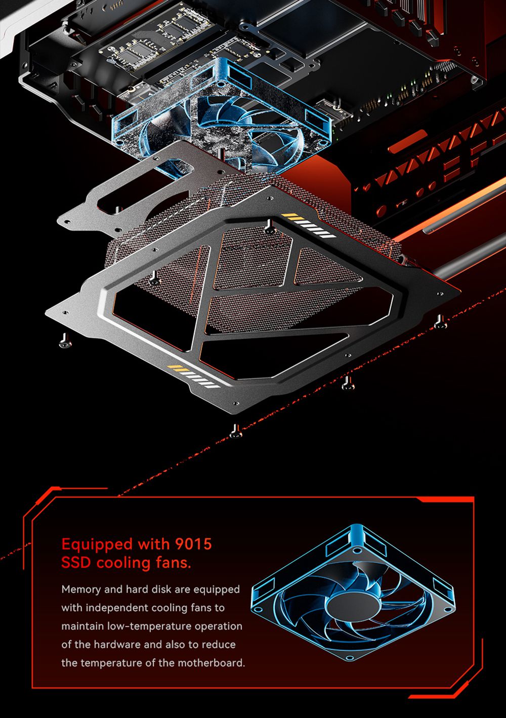 Herní mini PC AOOSTAR GODX s dedikovanou grafickou kartou, procesorem AMD Ryzen 9 6900HX 8 jader 4,9 GHz, grafickou kartou AMD Radeon RX 6600LE 8 GB 128bit, 32 GB RAM 1 TB SSD, WiFi6, 2x 2,5G LAN, 5x USB 3.2, 1x USB 4, 1x Type-C, 1x DP, 1x HDMI, 2x konektor pro sluchátka, 2x port pro mikrofon - zástrčka EU