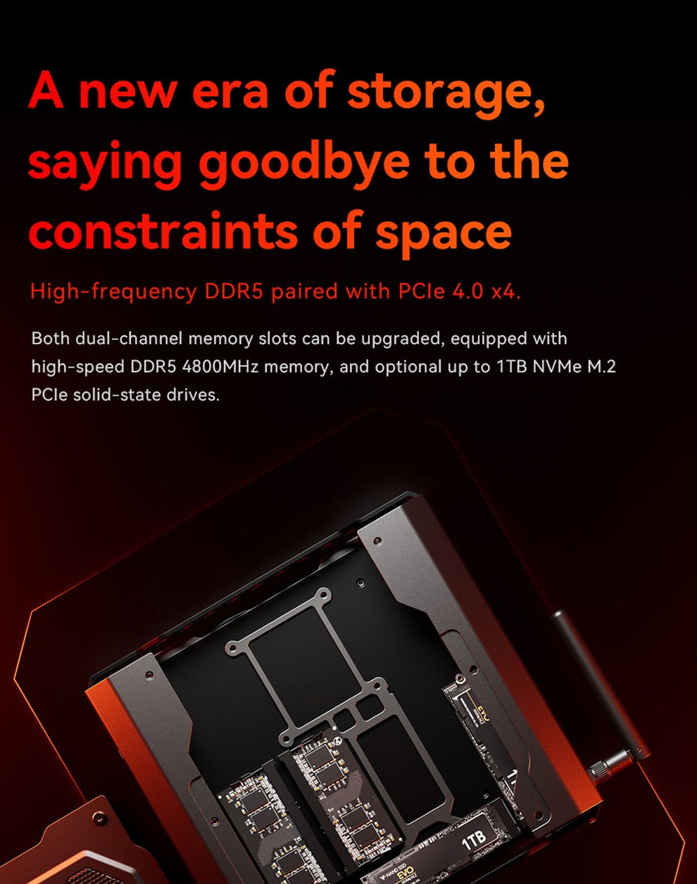 Herní mini PC AOOSTAR GODX s dedikovanou grafickou kartou, procesorem AMD Ryzen 9 6900HX 8 jader 4,9 GHz, grafickou kartou AMD Radeon RX 6600LE 8 GB 128bit, 32 GB RAM 1 TB SSD, WiFi6, 2x 2,5G LAN, 5x USB 3.2, 1x USB 4, 1x Type-C, 1x DP, 1x HDMI, 2x konektor pro sluchátka, 2x port pro mikrofon - zástrčka EU