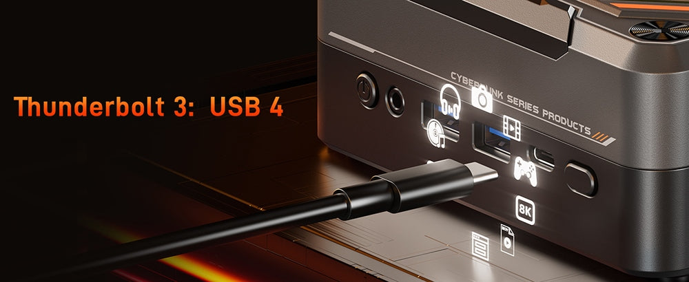 Herní mini PC MN78 s RGB podsvícením, AMD Ryzen 7 7840HS osmijádrový 16vláknový procesor až 5,1 GHz, 16 GB DDR5 RAM, 512 GB M.2 SSD, Windows 11 Pro, WiFi6 Bluetooth 5.2, HDMI USB4 DP 4K@60Hz trojitý displej, USB4*1 USB3.2*2 USB2.0*2 HDMI*1 LAN*2 - černý, EU