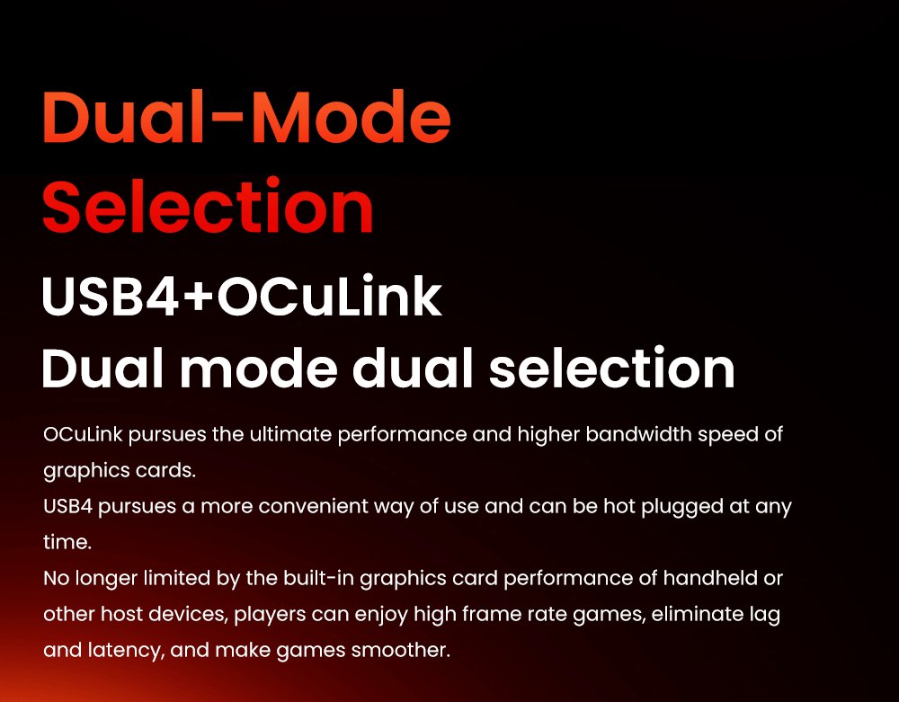 Dokovací stanice AOOSTAR XG76XT eGPU s grafickou kartou AMD Radeon RX 7600MXT, 8 GB GDDR6 RAM, 128bitová, 1*USB 4.0, 1*Oculink, 1*HDMI, 2*DP, 1*Type-C, 100W reverzní nabíjení - zástrčka EU