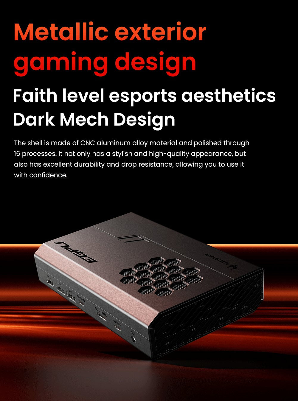 Dokovací stanice AOOSTAR XG76XT eGPU s grafickou kartou AMD Radeon RX 7600MXT, 8 GB GDDR6 RAM, 128bitová, 1*USB 4.0, 1*Oculink, 1*HDMI, 2*DP, 1*Type-C, 100W reverzní nabíjení - zástrčka EU