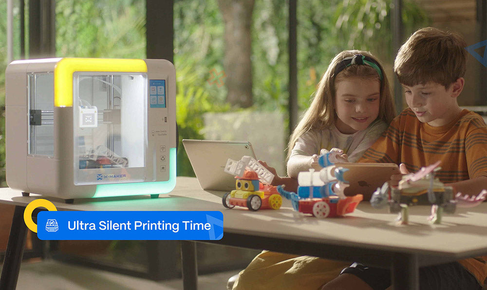 3D tiskárna AOSEED X-MAKER pro děti a začátečníky, podložka bez vyrovnávání, tisk přes Wi-Fi, ultratichá, ovládání aplikací, podpora PLA/ABS filamentů