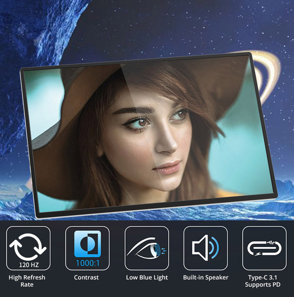 Přenosný monitor AOSIMAN 160QC 16 palců 2,5K 144Hz, 2560*1600 16:10 100%sRGB 480Cd/m² herní obrazovka