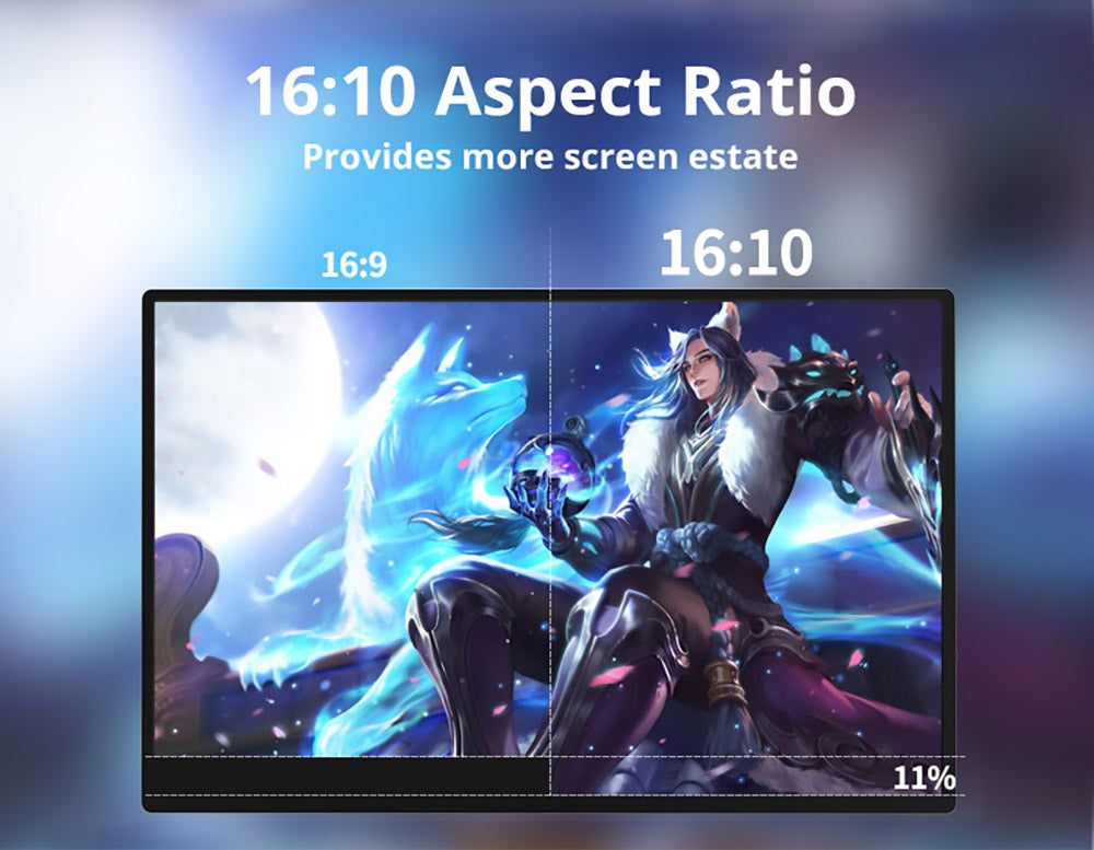 Přenosný monitor AOSIMAN 160QC 16 palců 2,5K 144Hz, 2560*1600 16:10 100%sRGB 480Cd/m² herní obrazovka