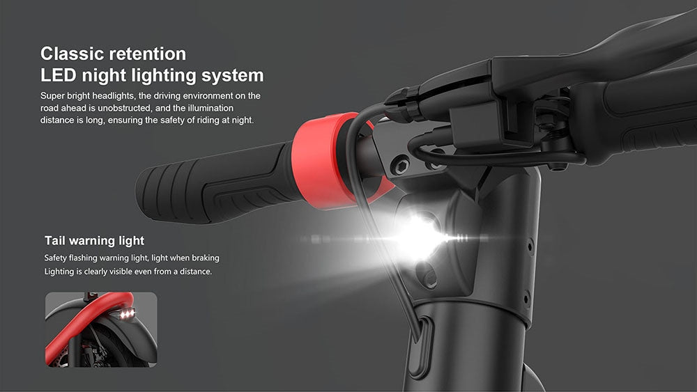 Elektrická koloběžka AOVO X11, 10palcové pneumatiky, motor 450 W, 36 V, 13 Ah, odnímatelná baterie, maximální rychlost 35 km/h, dojezd 50 km - červená