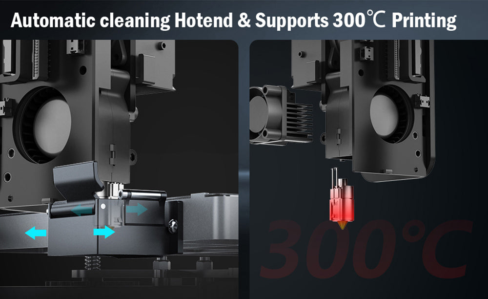 3D tiskárna Artillery Sidewinder X3 Plus, automatické vyrovnávání, maximální rychlost tisku 300 mm/s, dvoustupňový přímý extruder, automatické čištění trysek, 32bitová základní deska STM, horní osvětlení, 300x300x400 mm