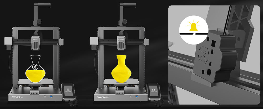 3D tiskárna Artillery Sidewinder X4 Pro, 240*240*260 mm, rychlost tisku 500 mm/s, lineární kolejnice v ose X a Y, extruder s přímým pohonem, automatické nivelace s 81 body, dvojitá táhla, tryska s automatickým čištěním