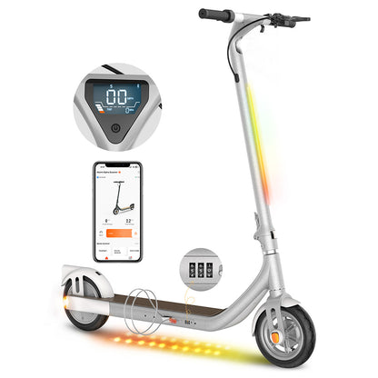 Atomi Alpha Electric Scooter 9 Inch Tires 350W Motor (Peak 650W) 36V 10Ah Battery for 25 Miles Range 25Km/h Max Speed 120KG Max Load Support App Control - White