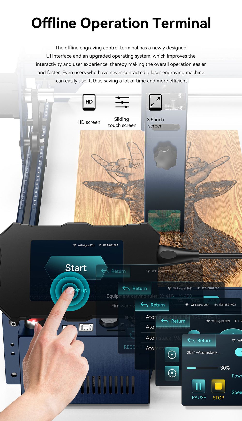 Laserová gravírka ATOMSTACK A10 Pro 10W, vysoká přesnost 0,01 mm, pevné ostření, dvojitý kompresní bod, 410*400 mm