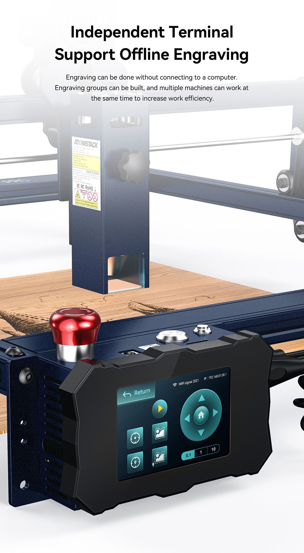 Laserová gravírka ATOMSTACK A10 Pro 10W, vysoká přesnost 0,01 mm, pevné ostření, dvojitý kompresní bod, 410*400 mm