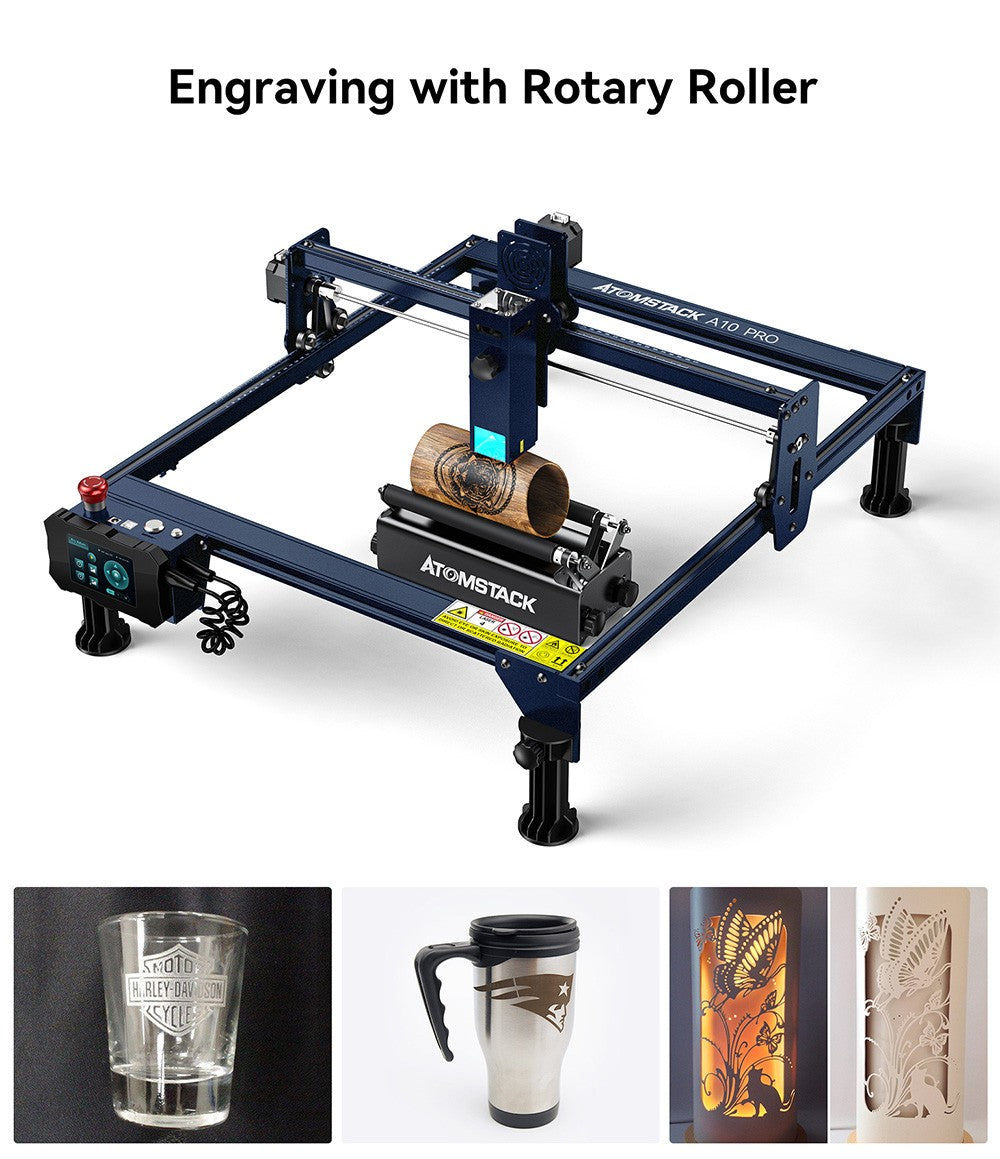 Laserová gravírka ATOMSTACK A10 Pro 10W, vysoká přesnost 0,01 mm, pevné ostření, dvojitý kompresní bod, 410*400 mm