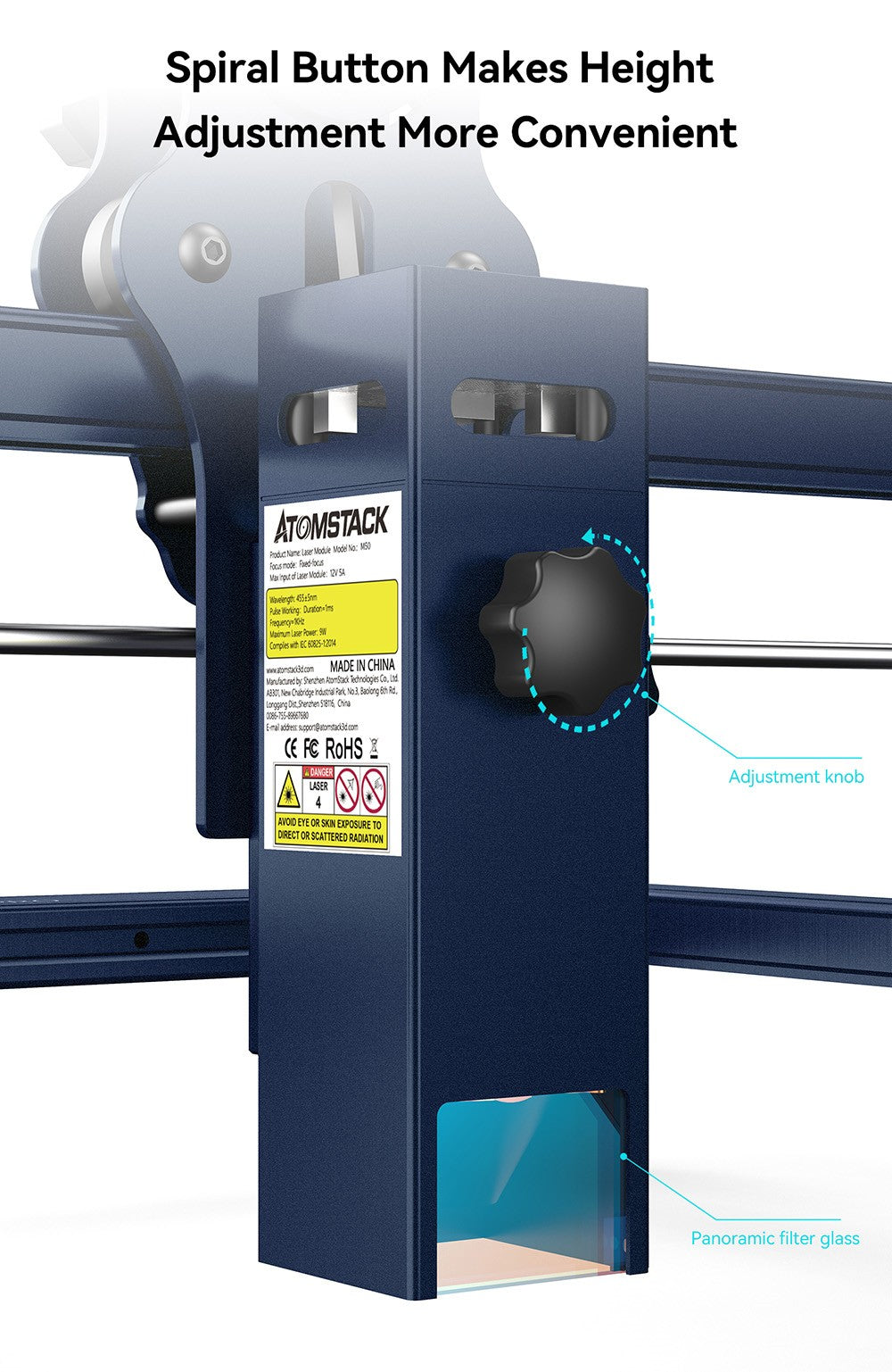 Laserová gravírka ATOMSTACK A10 Pro 10W, vysoká přesnost 0,01 mm, pevné ostření, dvojitý kompresní bod, 410*400 mm