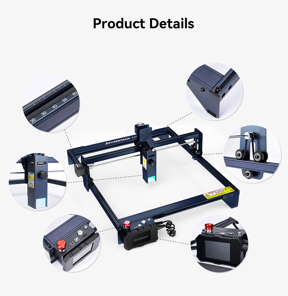 Laserová gravírka ATOMSTACK A10 Pro 10W, vysoká přesnost 0,01 mm, pevné ostření, dvojitý kompresní bod, 410*400 mm