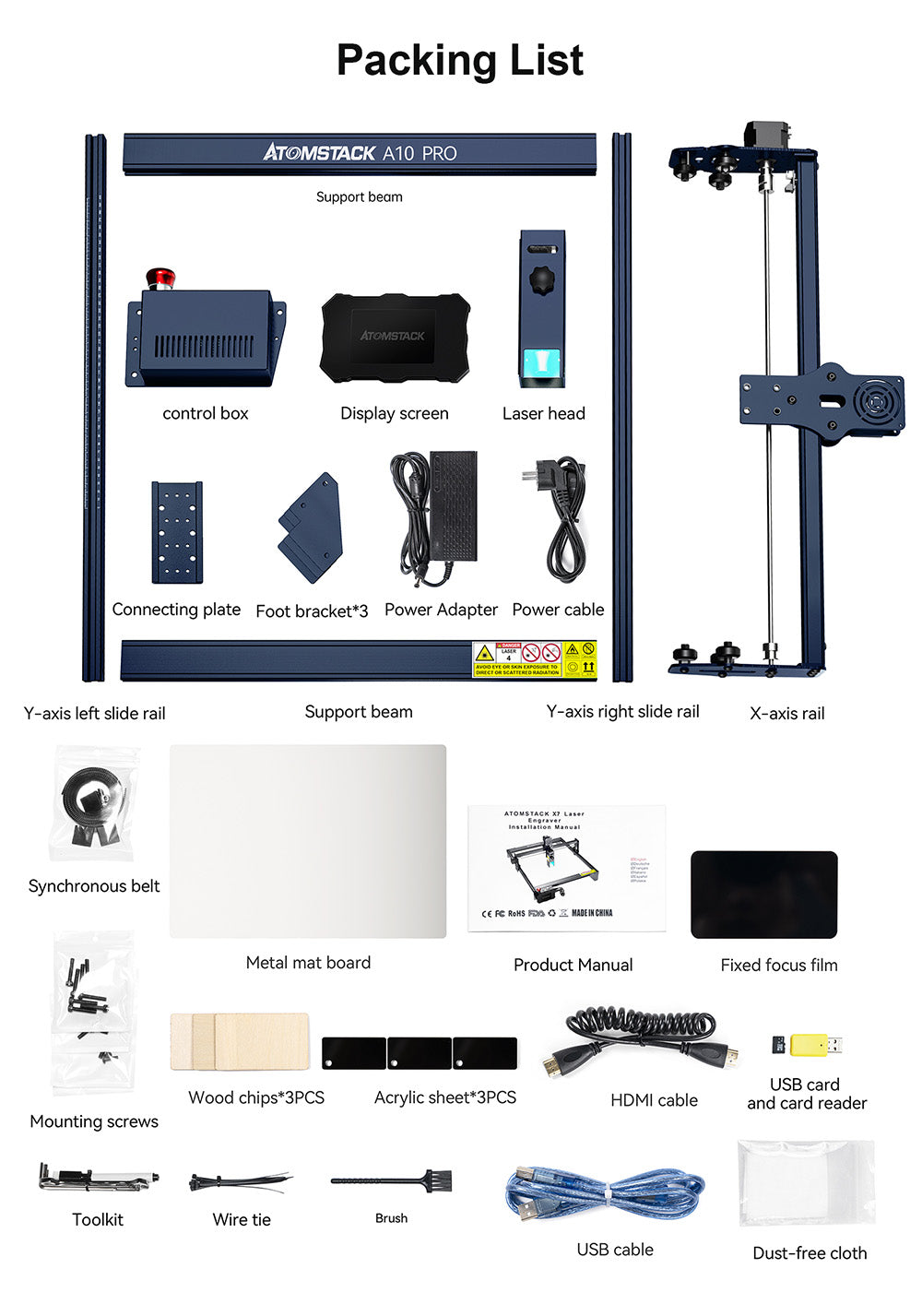 Laserová gravírka ATOMSTACK A10 Pro 10W, vysoká přesnost 0,01 mm, pevné ostření, dvojitý kompresní bod, 410*400 mm