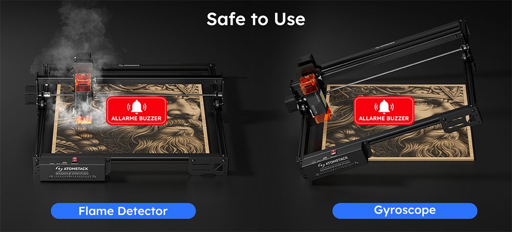 Laserový gravírovací stroj ATOMSTACK A5 Pro V2 5W, vysoká rychlost 400 mm/s, přesnost 0,01 mm, 5 mm dřevo, 3 mm černý akryl v jednom průchodu, 410*380 mm