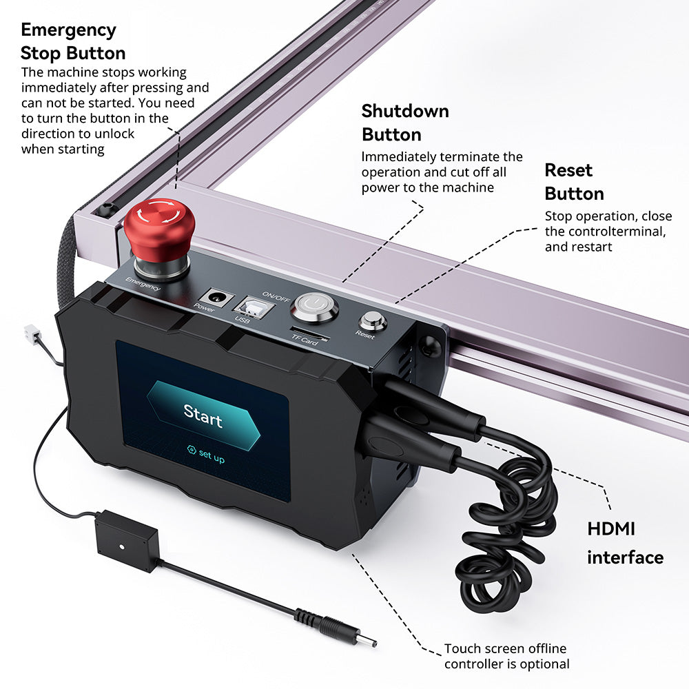 ATOMSTACK AIC1 Systém automatického řízení asistence vzduchu, WiFi offline práce, 32bitová základní deska, pro laserový gravírovací stroj S30 Pro/S20 Pro/A5 Pro/A5 Pro+