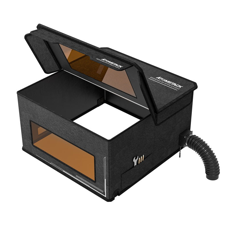 Skládací kryt pro laserový gravírovací stroj ATOMSTACK FB2 s výstupem vzduchu, nehořlavý, prachotěsný, prodloužená kouřovodná trubka 700*700*460 mm