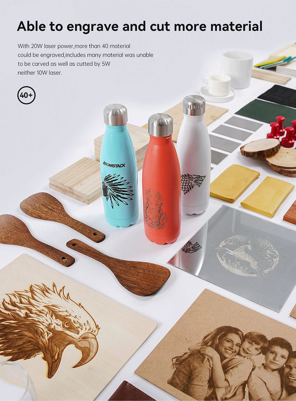 ATOMSTACK S20 Pro 20W laserová gravírka a řezačka s asistenčními sadami pro vzduch, volné ostření, čtyřjádrový diodový laser, offline gravírování - USA