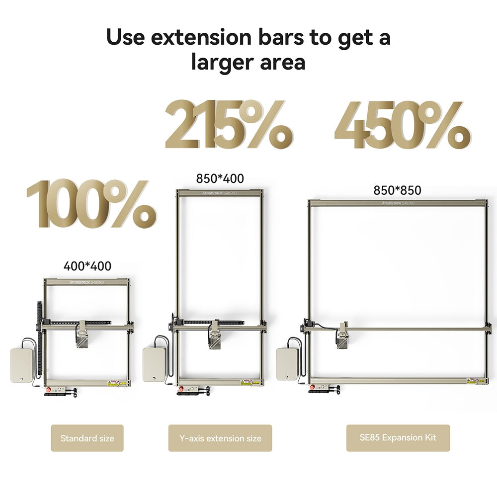Laserová gravírka a řezačka ATOMSTACK S40 Pro se sadou F30 Pro Air Assist, výkon laseru 48 W, pevné zaostření, přesnost gravírování 0,01 mm, duální režimy 24 W/48 W, ovládání aplikací, 400*400 mm