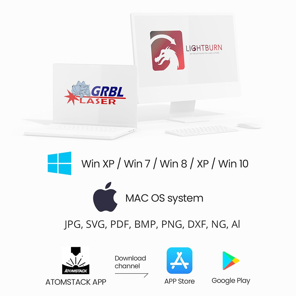 Laserová gravírka a řezačka ATOMSTACK S40 Pro se sadou F30 Pro Air Assist, výkon laseru 48 W, pevné zaostření, přesnost gravírování 0,01 mm, duální režimy 24 W/48 W, ovládání aplikací, 400*400 mm