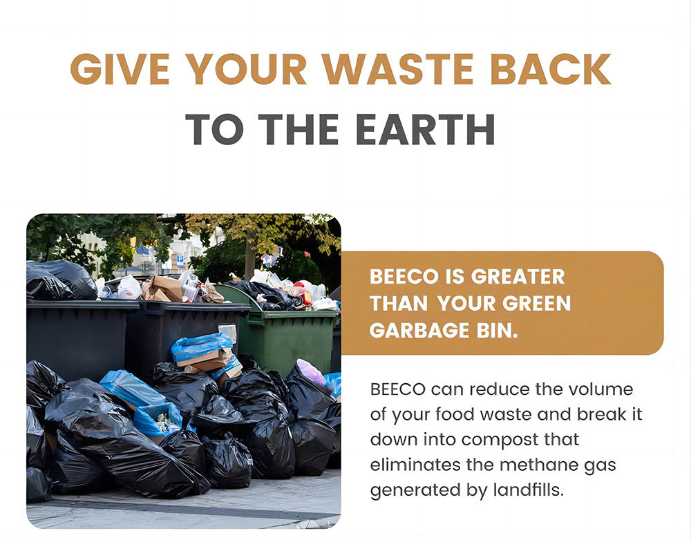 Kuchyňský kompostér BEECO HQD-314Pro, objem 3,3 l, přeměna odpadu na přírodní hnojivo, vestavěné UVC světlo, dětský zámek, LCD displej