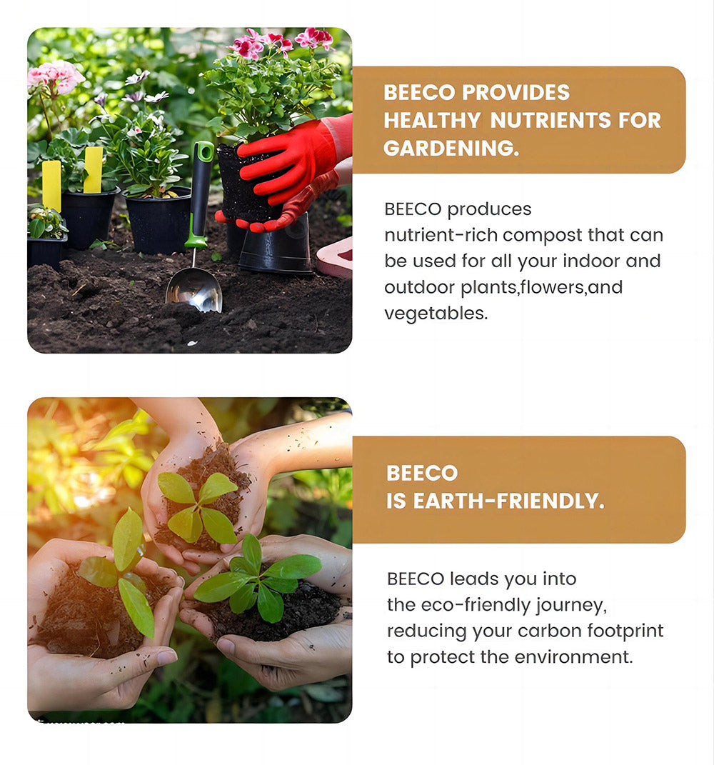 Kuchyňský kompostér BEECO HQD-314Pro, objem 3,3 l, přeměna odpadu na přírodní hnojivo, vestavěné UVC světlo, dětský zámek, LCD displej