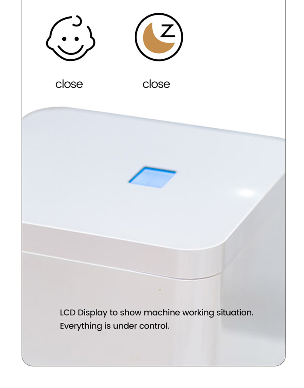 Kuchyňský kompostér BEECO HQD-314Pro, objem 3,3 l, přeměna odpadu na přírodní hnojivo, vestavěné UVC světlo, dětský zámek, LCD displej