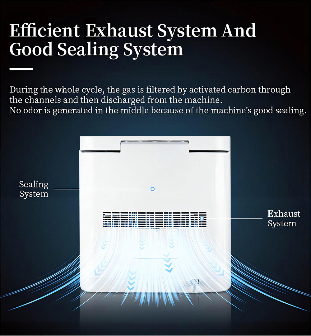 Kuchyňský kompostér BEECO HQD-314Pro, objem 3,3 l, přeměna odpadu na přírodní hnojivo, vestavěné UVC světlo, dětský zámek, LCD displej