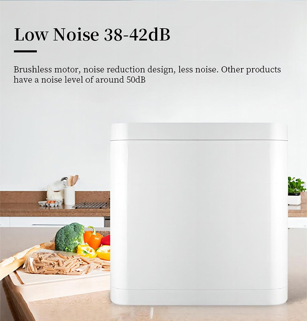 Kuchyňský kompostér BEECO HQD-314Pro, objem 3,3 l, přeměna odpadu na přírodní hnojivo, vestavěné UVC světlo, dětský zámek, LCD displej