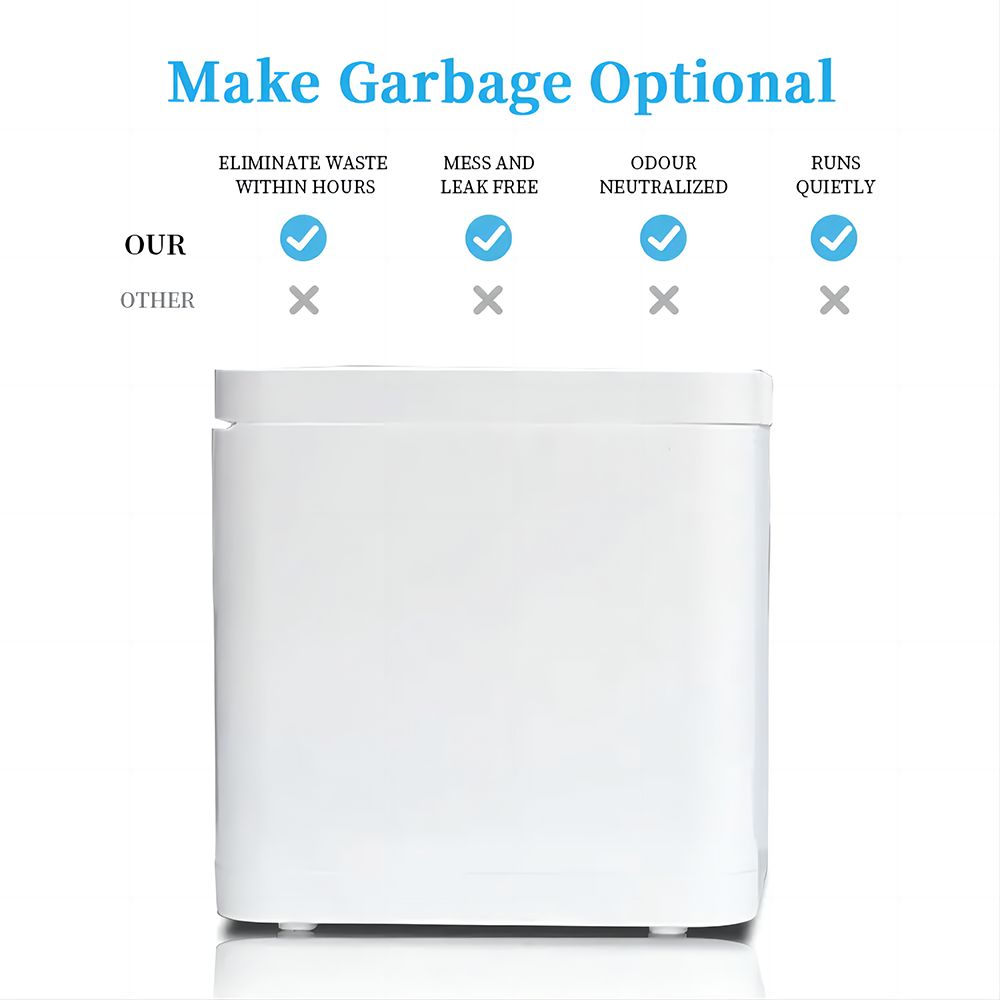 Kuchyňský kompostér BEECO HQD-314Pro, objem 3,3 l, přeměna odpadu na přírodní hnojivo, vestavěné UVC světlo, dětský zámek, LCD displej