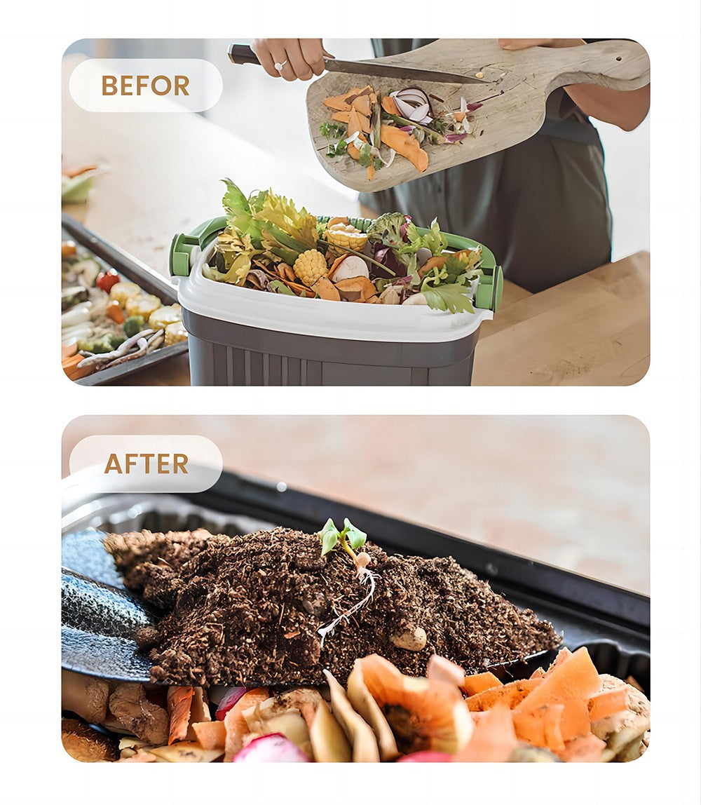 Kuchyňský kompostér BEECO HQD-314Pro, objem 3,3 l, přeměna odpadu na přírodní hnojivo, vestavěné UVC světlo, dětský zámek, LCD displej