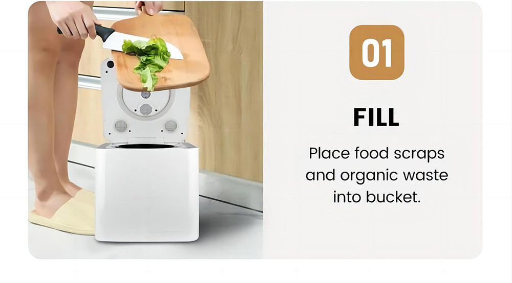 Kuchyňský kompostér BEECO HQD-314Pro, objem 3,3 l, přeměna odpadu na přírodní hnojivo, vestavěné UVC světlo, dětský zámek, LCD displej