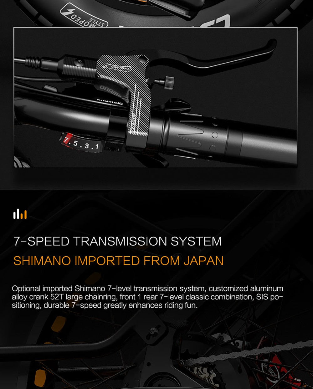 Elektrické horské kolo Bezior X500 MAX, motor Bafang 750 W, vyjímatelná baterie 48 V 37,5 Ah, tlusté pneumatiky 20 x 4,0 palce, maximální rychlost 48 km/h, dojezd 220 km, přední odpružená vidlice, hydraulické kotoučové brzdy, řazení Shimano 7 rychlostí