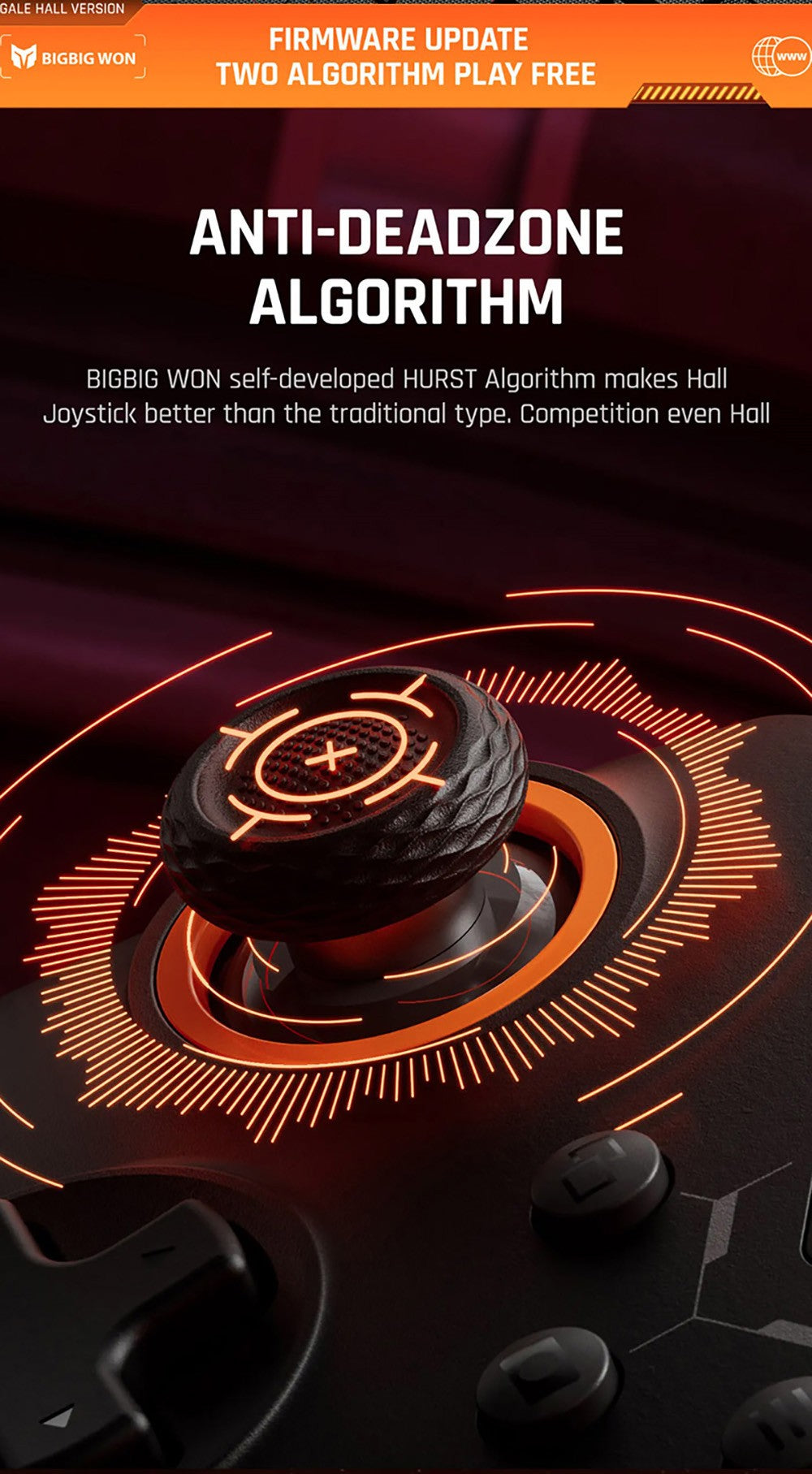 Bezdrátový herní ovladač BIGBIG WON GALE HALL, 3 režimy připojení, joysticky a spouštěče Hall, kompatibilní se Switch / PC / iOS / Android