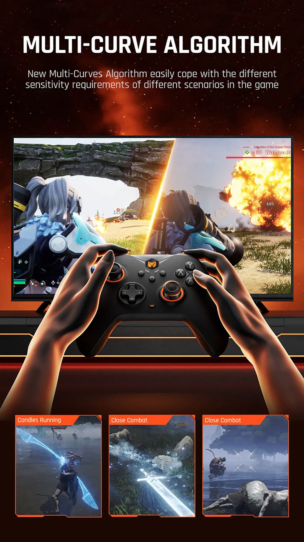 Bezdrátový herní ovladač BIGBIG WON GALE HALL, 3 režimy připojení, joysticky a spouštěče Hall, kompatibilní se Switch / PC / iOS / Android