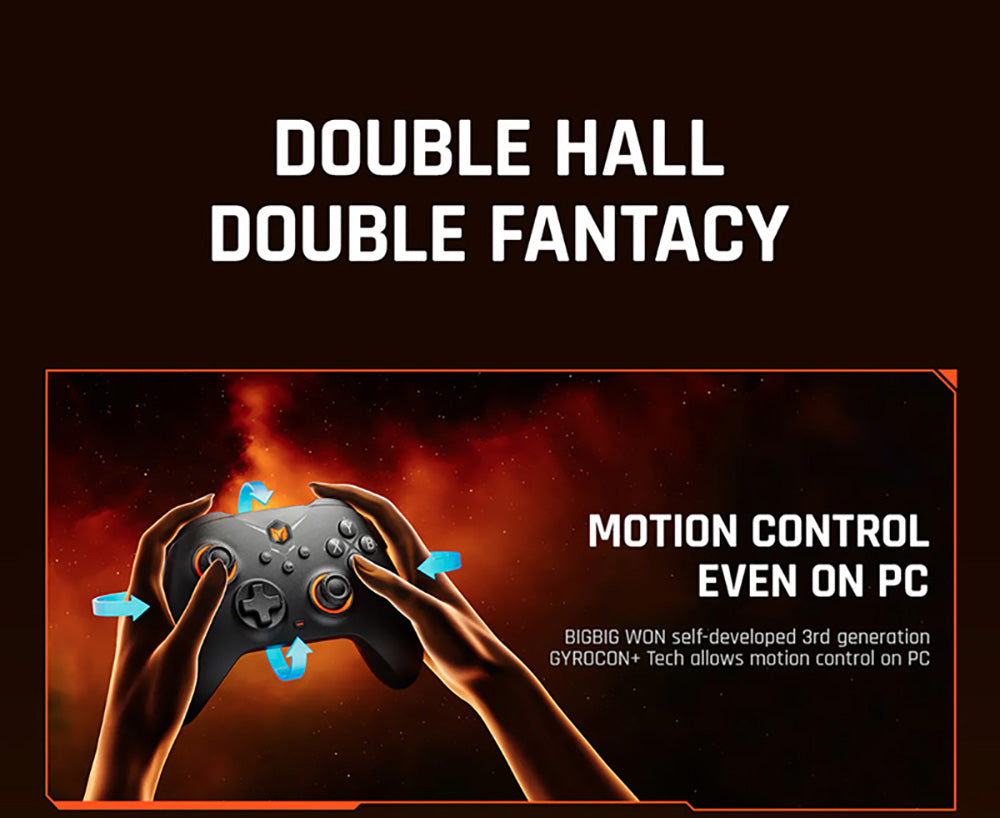 Bezdrátový herní ovladač BIGBIG WON GALE HALL, 3 režimy připojení, joysticky a spouštěče Hall, kompatibilní se Switch / PC / iOS / Android