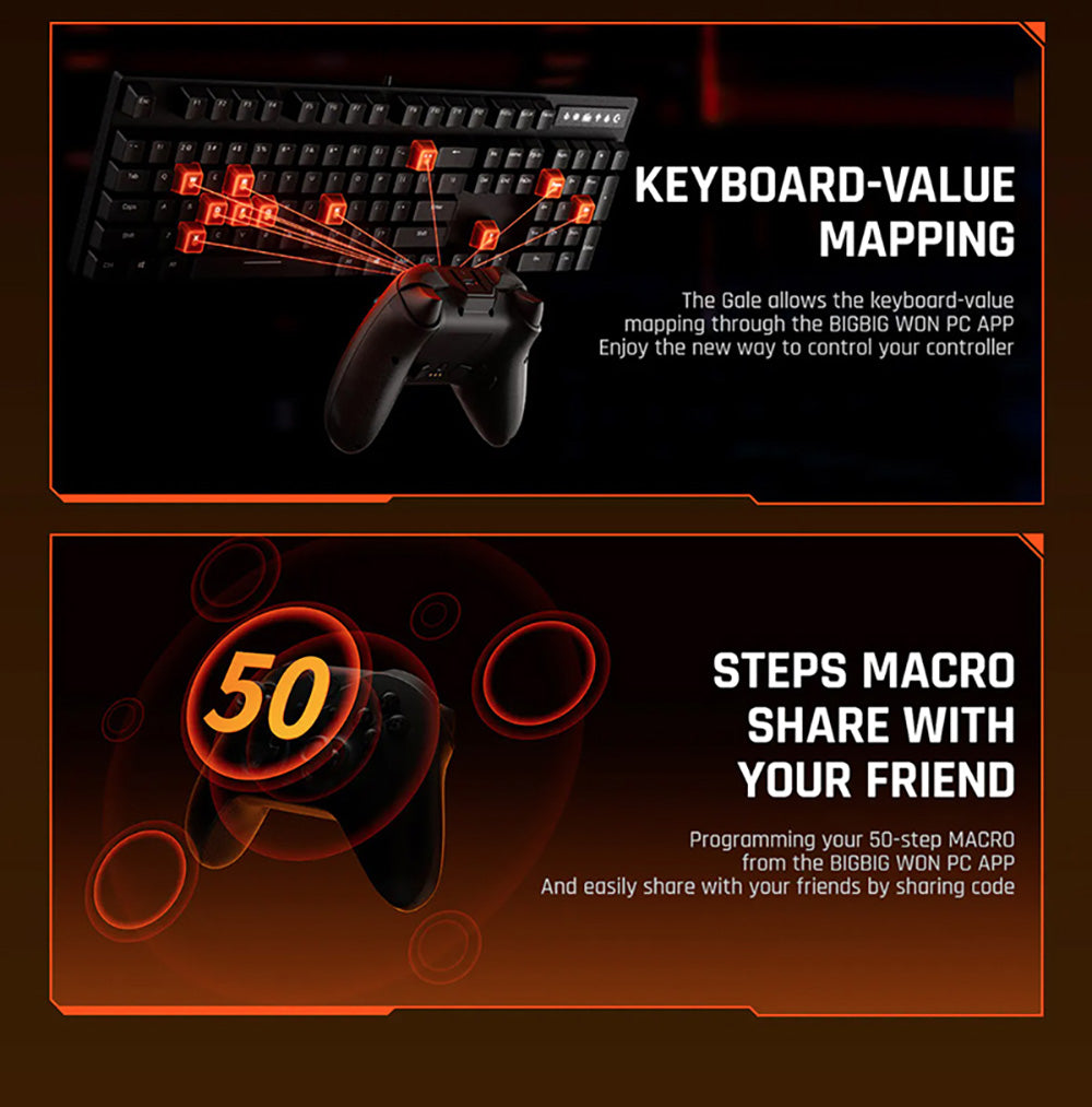 Bezdrátový herní ovladač BIGBIG WON GALE HALL, 3 režimy připojení, joysticky a spouštěče Hall, kompatibilní se Switch / PC / iOS / Android