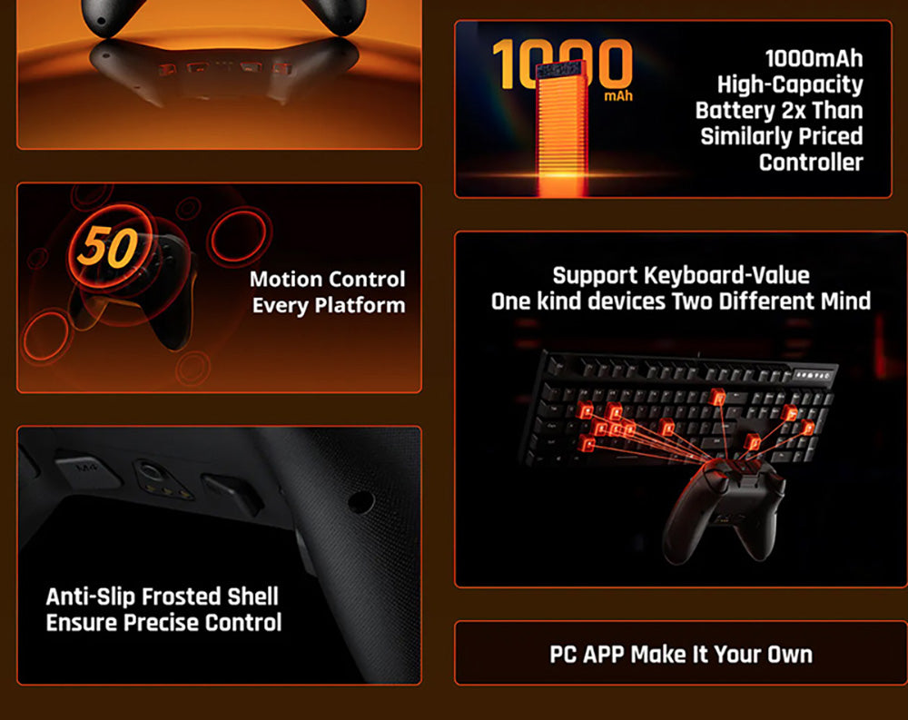 Bezdrátový herní ovladač BIGBIG WON GALE HALL, 3 režimy připojení, joysticky a spouštěče Hall, kompatibilní se Switch / PC / iOS / Android