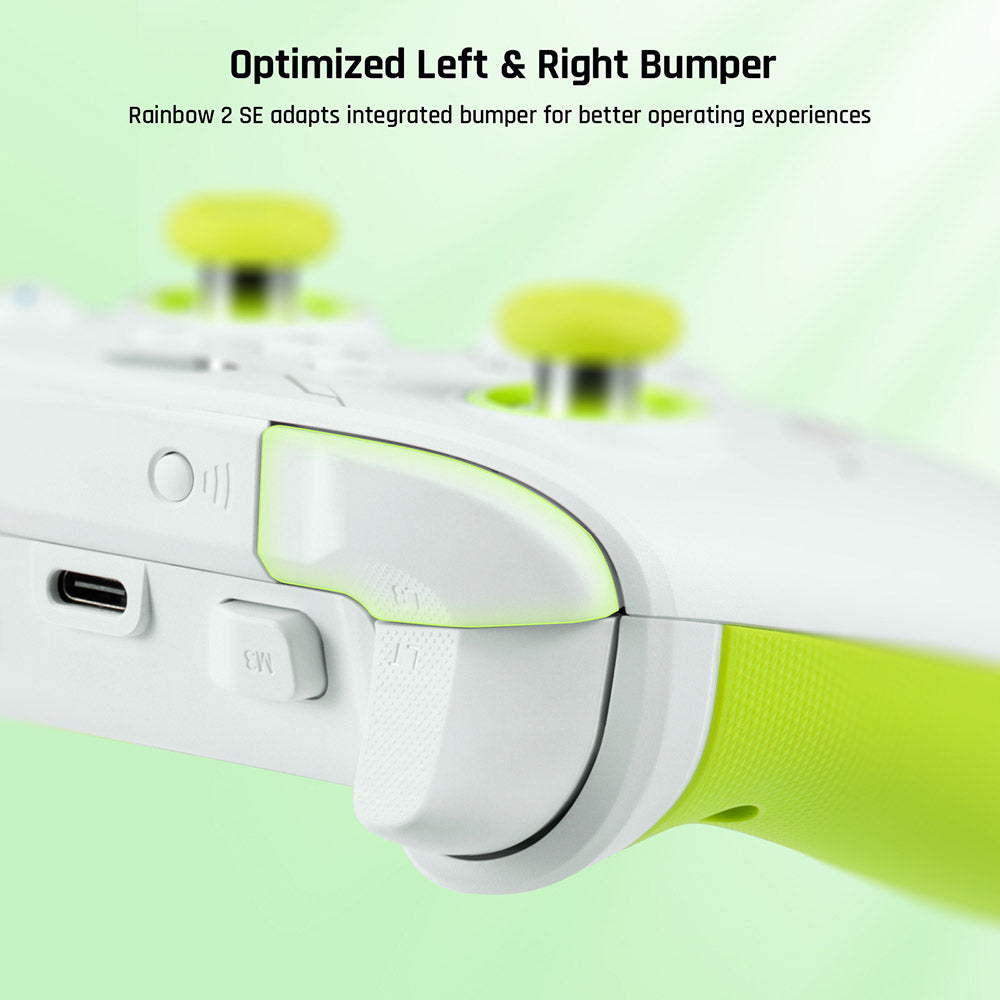 Herní ovladač BIGBIG WON Rainbow 2 SE, Hallův spouštěč, 12bitový ADC, 4směrné a 8směrné D-pady, kompatibilní se Switch / PC / Android / iOS - zelený