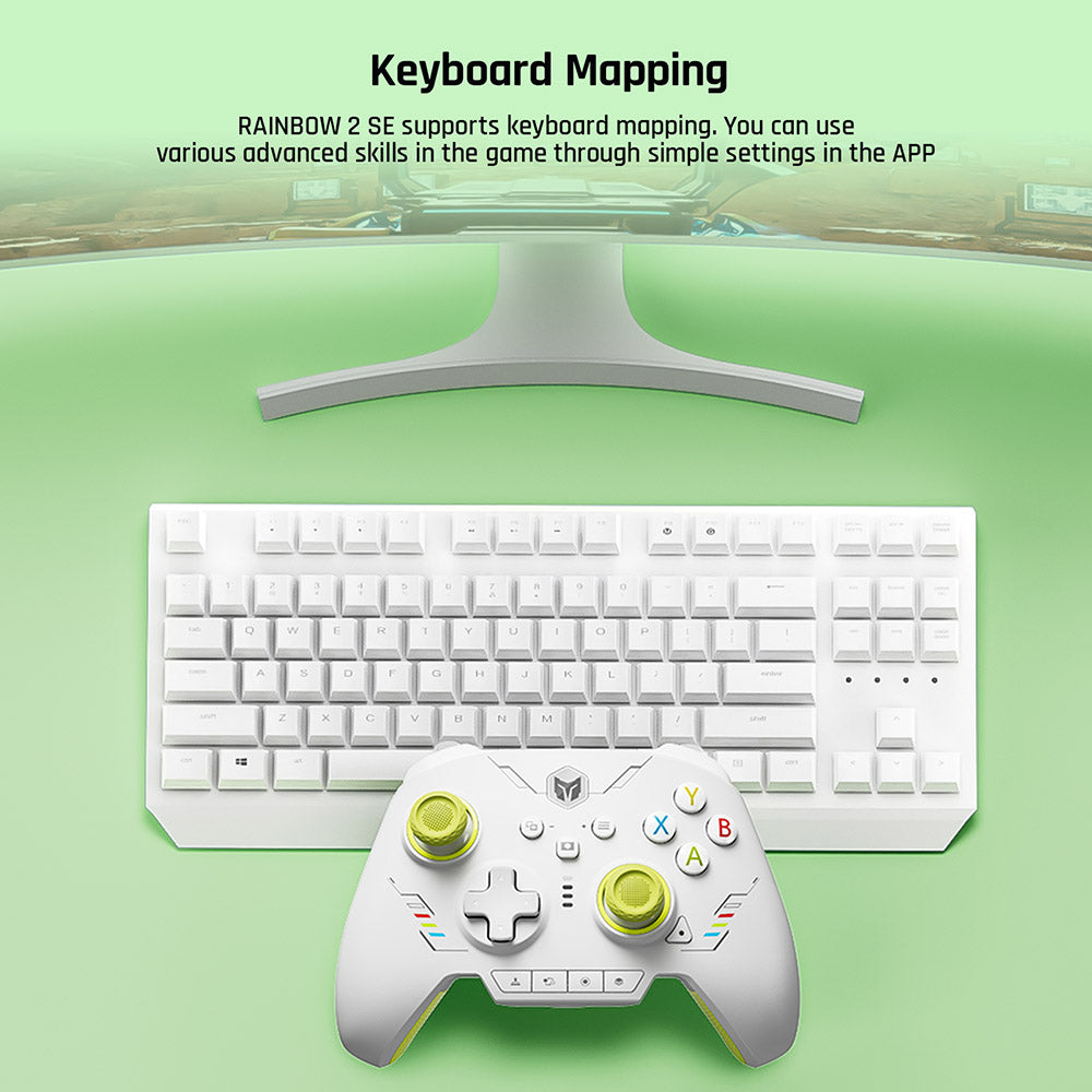 Herní ovladač BIGBIG WON Rainbow 2 SE, Hallův spouštěč, 12bitový ADC, 4směrné a 8směrné D-pady, kompatibilní se Switch / PC / Android / iOS - zelený