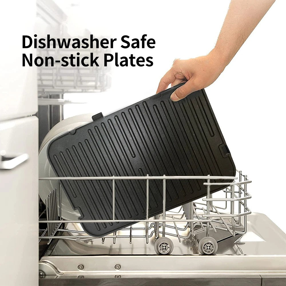 BioloMix BCG02D Elektrický kontaktní gril 2000W, odnímatelné/oboustranné a nepřilnavé desky, bezdýmný, LCD displej a digitální ovládání, otevírání o 180 stupňů