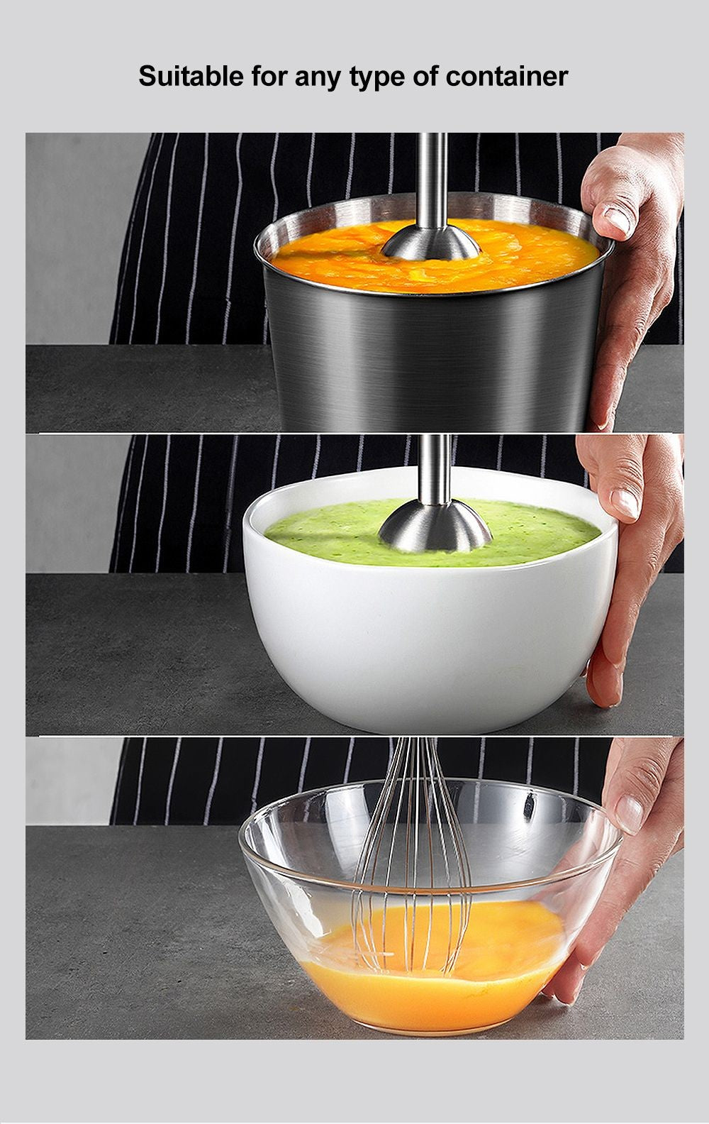 Ruční mixér BioloMix BHB1200 4 v 1, 1200 W, 6 rychlostí, nerezová čepel, mísa na sekání 500 ml, kelímek na smoothie 600 ml