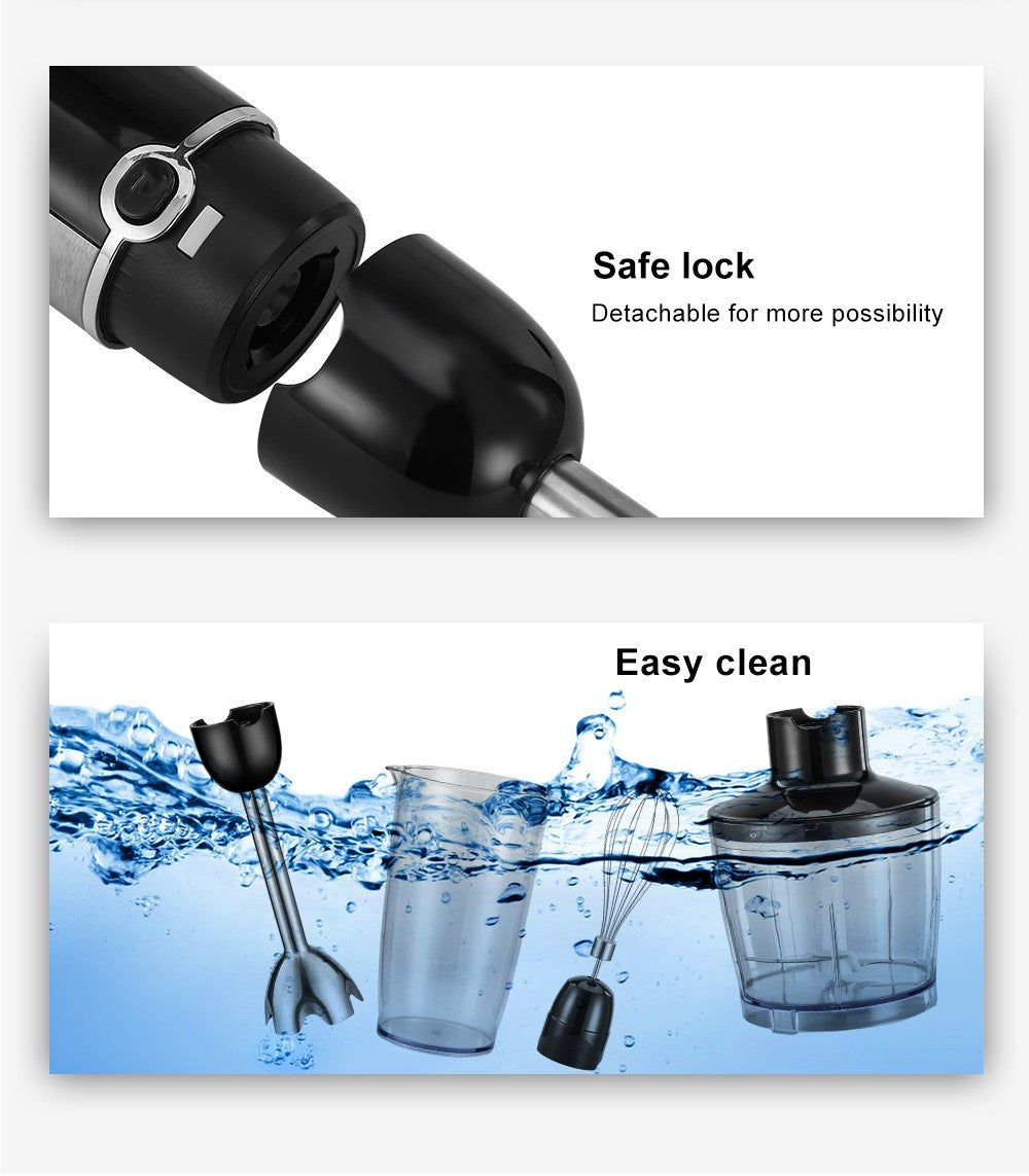 Ruční mixér BioloMix BHB1200 4 v 1, 1200 W, 6 rychlostí, nerezová čepel, mísa na sekání 500 ml, kelímek na smoothie 600 ml